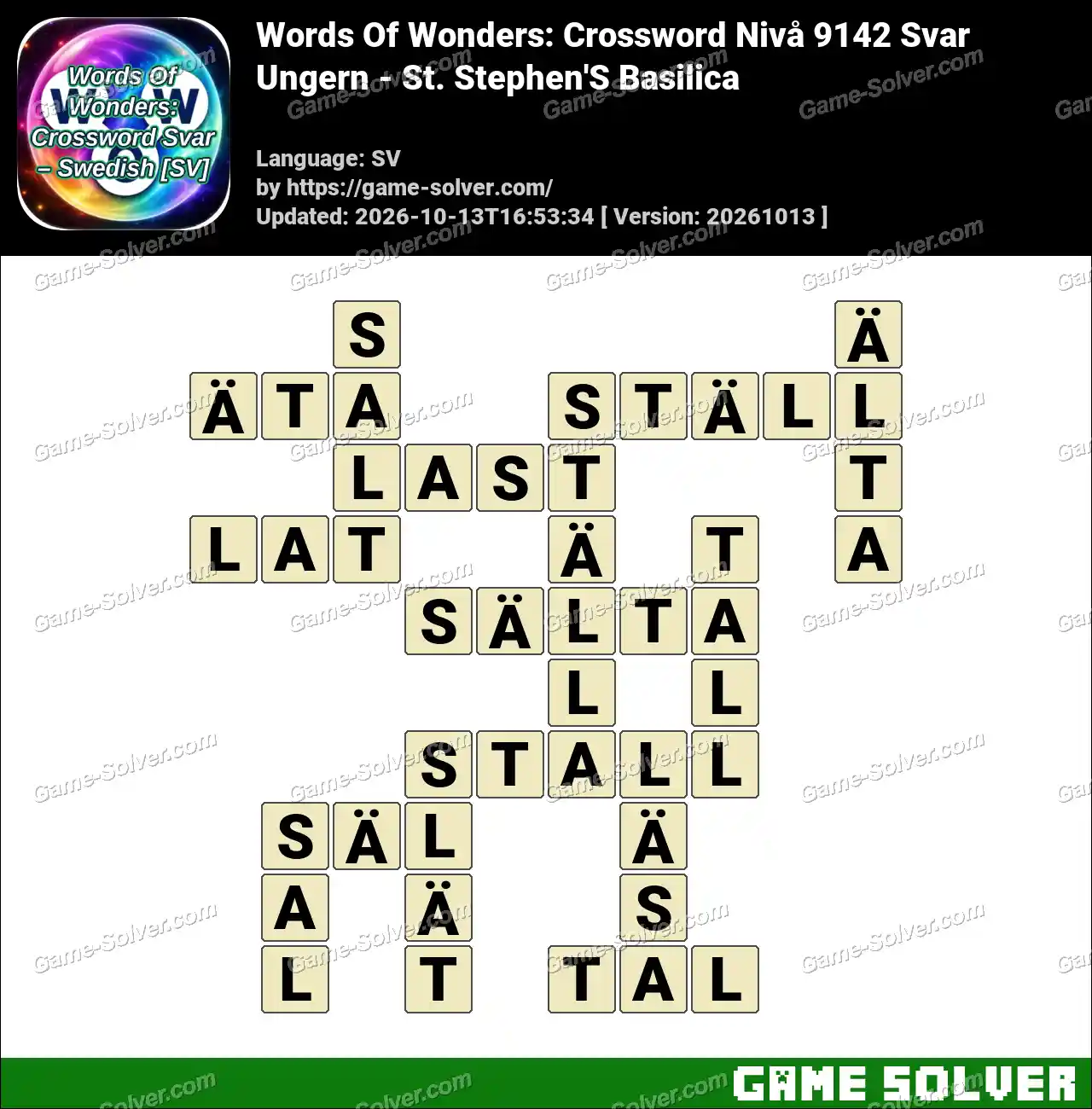 Words Of Wonders: Crossword Nivå 9142 Svar – Ungern – St. Stephen’S Basilica